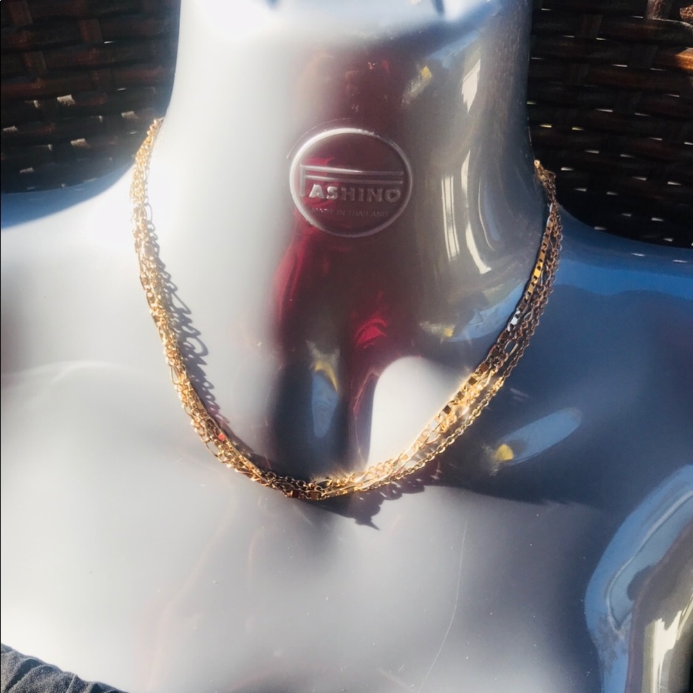 Charming Charlie Gold Tone Three Strands Necklace